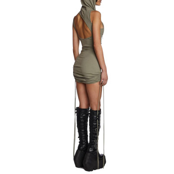 Custom dress | hiphop style dress | hooded lace-up dress | feminine short dress