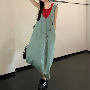 Custom denim dress | strap dress |bf style dress | irregular dress
