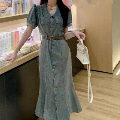 Custom summer dress | new Polo dress | puff sleeves  dress | vintage denim dress