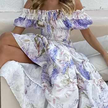 Custom dress | summer new dress | temperament one shoulder dress | pleated printing dress