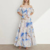 Custom dress | summer new dress | temperament one shoulder dress | pleated printing dress