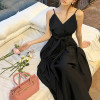 Custom summer dress | French elegant dress | backless lace-up dress | women's V-neck long dress