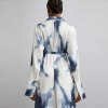 Custom elegant dress | sophisticated long sleeves bodycon dress | blue DYE shirt dress