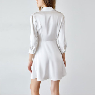 Custom elegant dress | white corset waist dress | fashions stain shirtdress | OEM dress