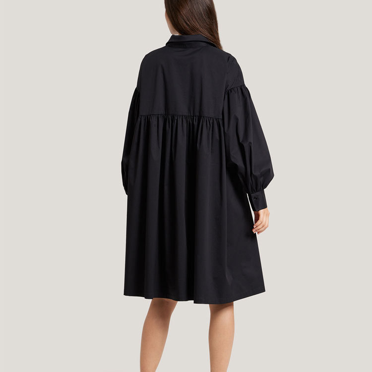 black oversized long sleeve shirt dress