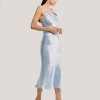 Custom elegant dress | plisse knot halterneck dress | cowl neck high slit maxi dress