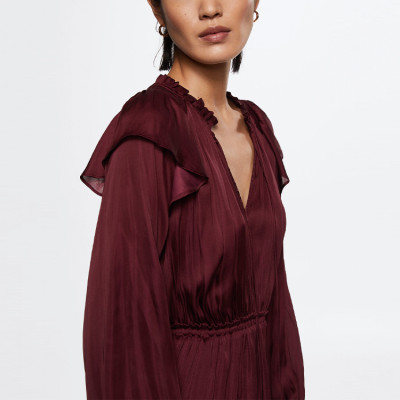 Custom elegant dress | chiffon long sleeves dress | ruffle detail Dress