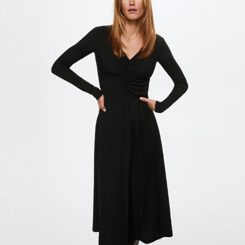 Custom elegant dress | long sleeve dress | black fitted waist dress