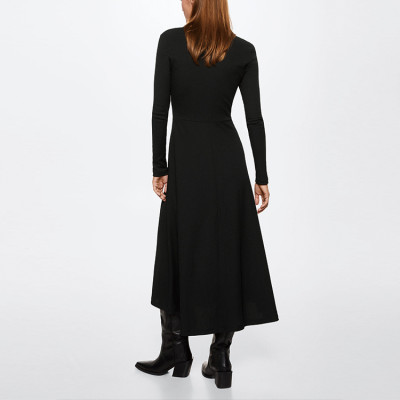 Custom elegant dress | long sleeve dress | black fitted waist dress | OEM dress