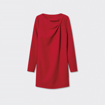 Custom elegant dress | red long sleeve dress | slash neckline dress