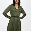 Custom elegant dress | long sleeve dress | army green thin satin dress