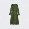 Custom elegant dress | long sleeve dress | army green thin satin dress