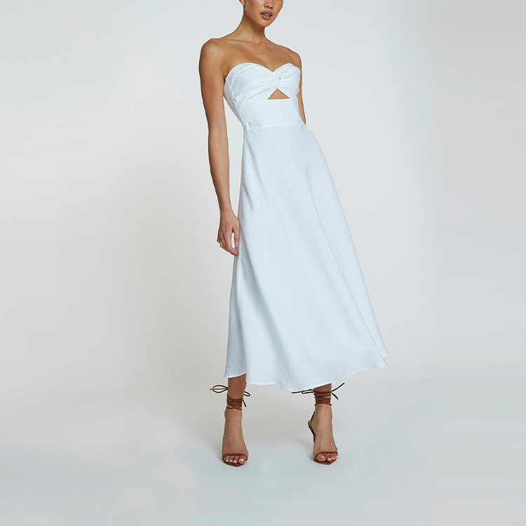 Bandeau maxi dress in Ivory