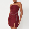 Custom elegant dress |underwired strappy bodycon dress | bandeau ruched split dress in scarlet