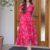 Custom French dress | silk dress | floral long dress | long sleeves dress