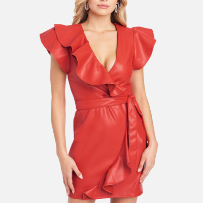 Custom new dress | leather dress | red ruffled dress