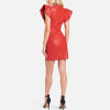 Custom new dress | leather dress | red ruffled dress