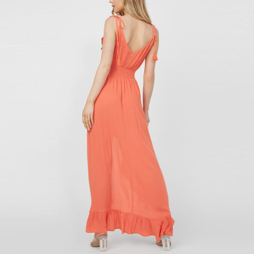 Custom new dress |  orange chiffon dress |  ruffled sleeveless maxi dress