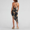 Custom new dress |  blue chiffon dress | floral print tulip skirt midi dress