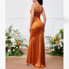 Custom new dress |  orange satin dress |  cowl neck maxi dress