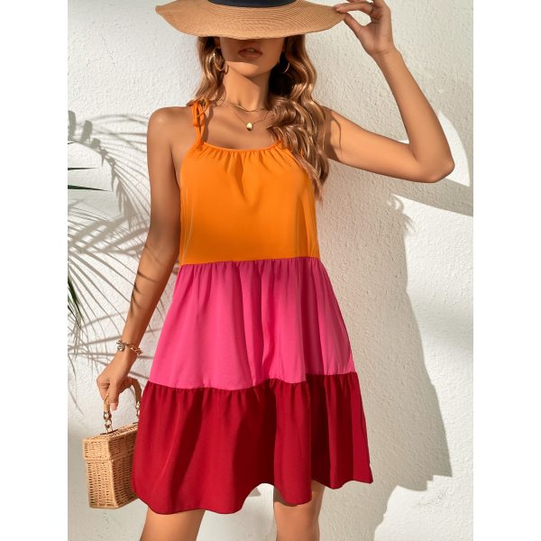 Custom dress | cotton dress |  tie-strap babydoll dres | casual dress | technicolor dress