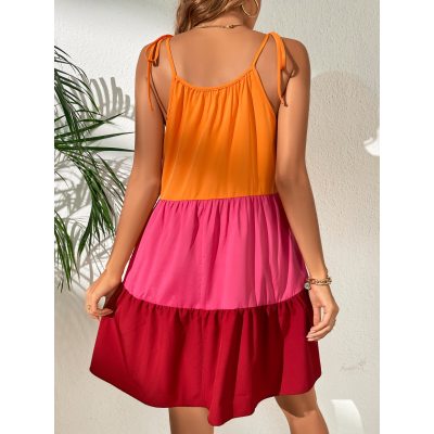 Custom dress | cotton dress |  tie-strap babydoll dres | casual dress | technicolor dress