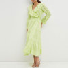 Custom new dress | Cotton dress | Ruffled dresses | Long sleeve dress | Maxi dresses | Green dresses