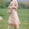 Custom ramie dress | temperament dress | oil painting style dress | camellia element dress
