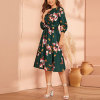 Custom new dress | green floral dress | long sleeve maxi dress