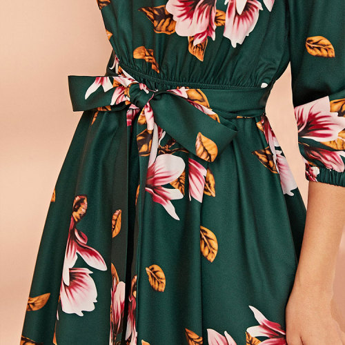 Custom new dress | green floral dress | long sleeve maxi dress