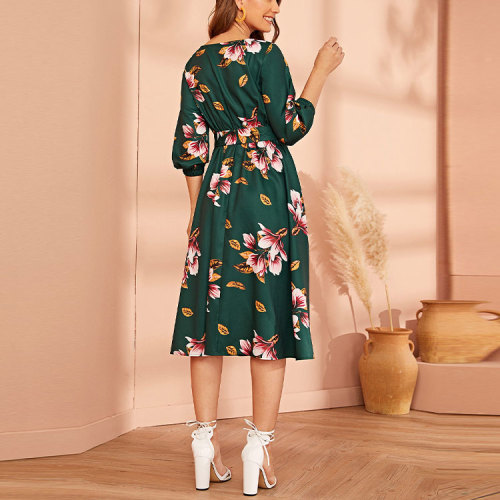 Custom new dress | green floral dress | long sleeve maxi dress