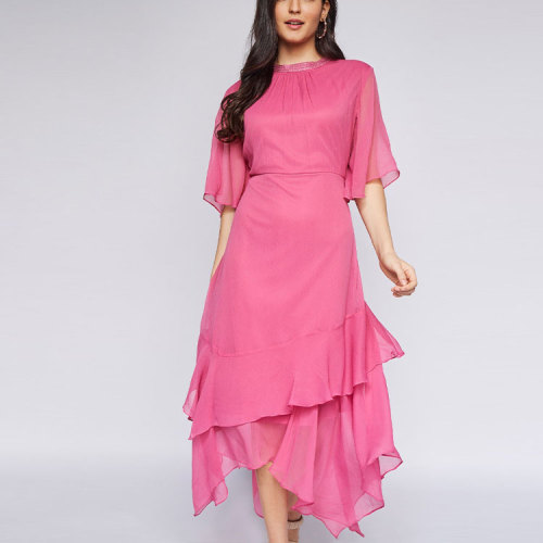Custom new dress | chiffon dress | flutter sleeve tiered maxi dress