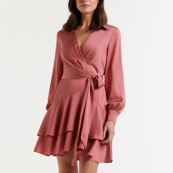 Custom new dress | satin dress | ruffled side-tie mini dress