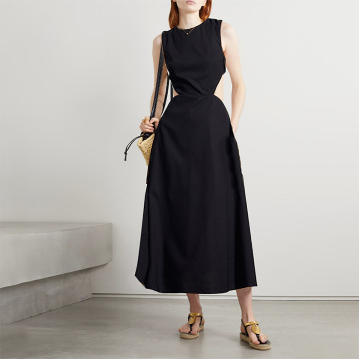 Custom summer dress | new French dress | backless sleeveless black dress