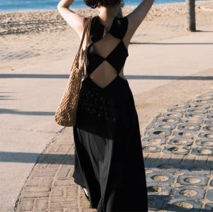 Custom summer dress | new French dress | backless sleeveless black dress