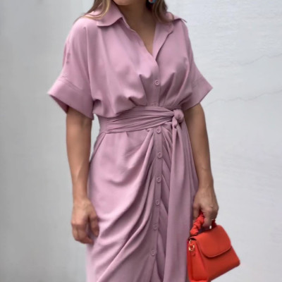 Custom new dress |  printing ruffled dress | deep V-neck swing dress