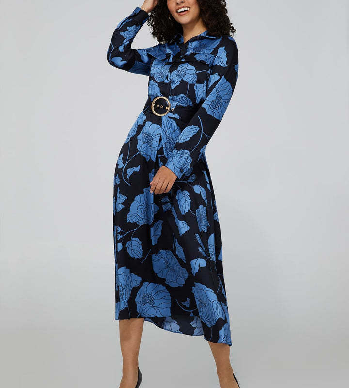printed button-front maxi dress
