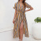 Custom new dress | summer short sleeves dress | striped simple dress | split dress
