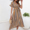 Custom new dress | summer short sleeves dress | striped simple dress | split dress