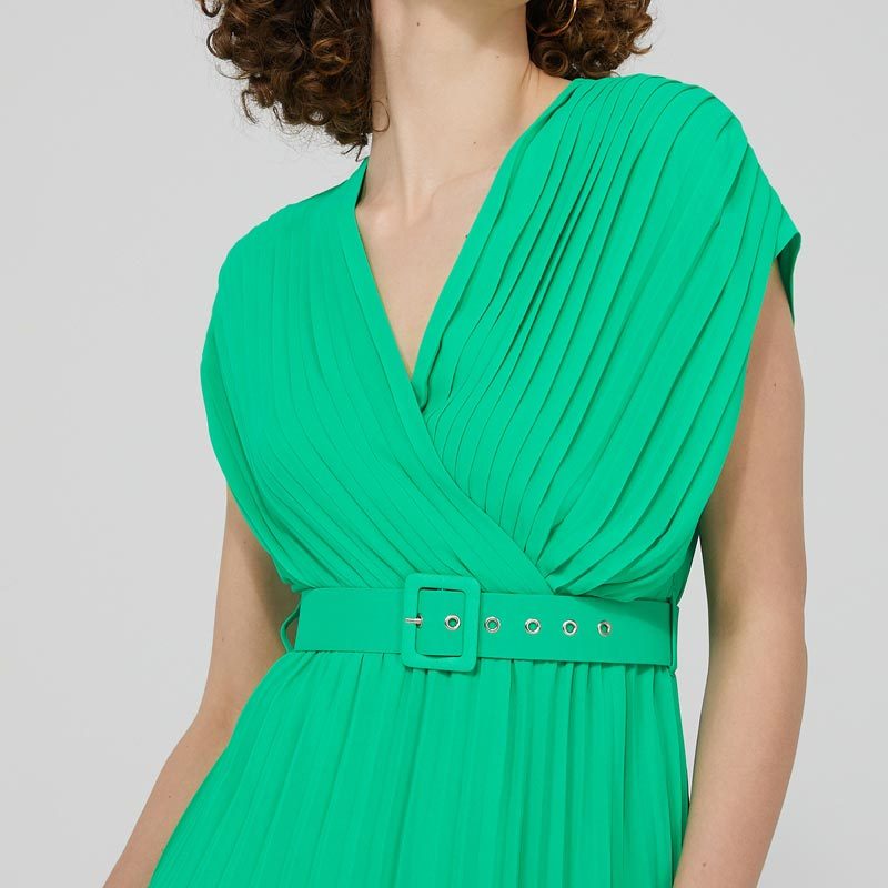 crossover pleated dress