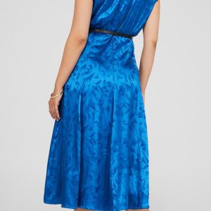 Custom simple dress | crossover neck dress | printed satin maxi dress