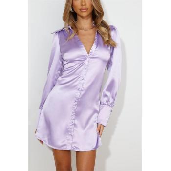 Custom dresses | shirt dress | One-piece dress | purple dress | satin dress | OEM dress