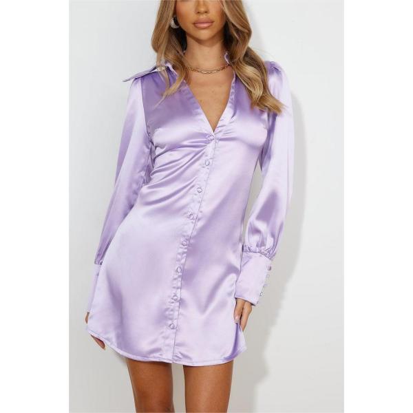 Custom dresses | shirt dress | One-piece dress | purple dress | satin dress.