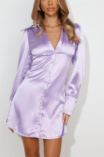 Custom dresses | shirt dress | One-piece dress | purple dress | satin dress | OEM dress