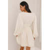 Custom dresses | white dress | cotton dress| fall dress | lantern long sleeve dress | V-neck dress.