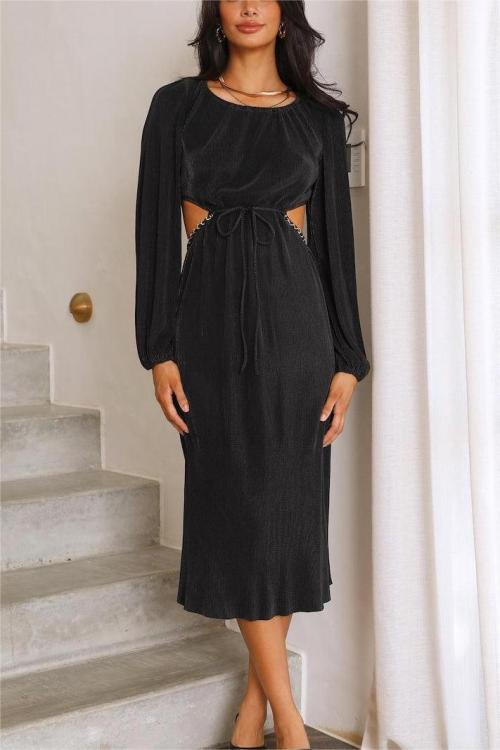 Custom dresses | hollow out dress | business dress | long sleeve dress | black dress.