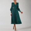 Custom women's dress | V-neck long dress | satin court waist dress | vintage dress