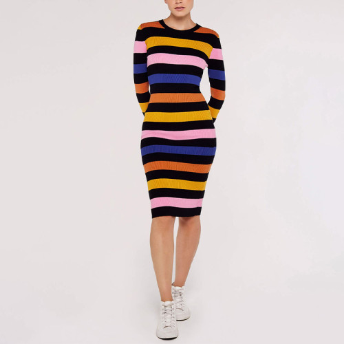 Custom new dress | striped bodycon midi dress | long sleeve dress