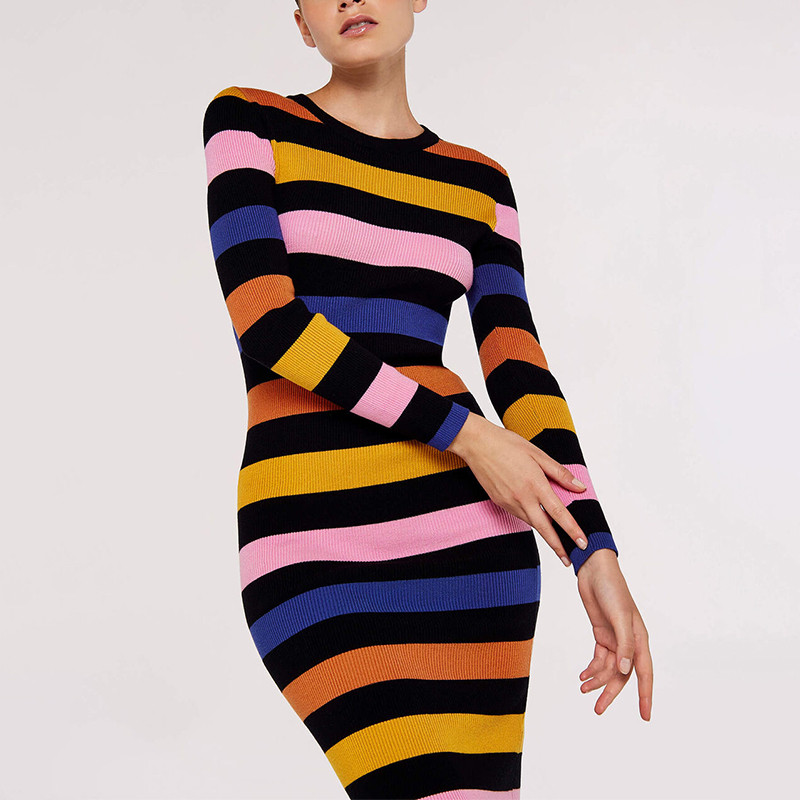 striped bodycon midi dress