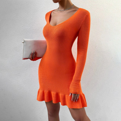 Custom sweater dress | 2023 new dress | U neck sexy dress | knitted dress